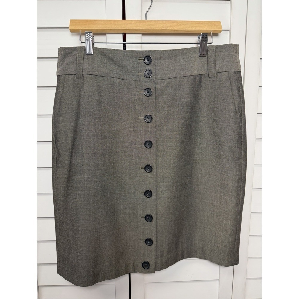 Banana Republic Wool Blend Button Front Knee Length Pencil Skirt Women's Size 12